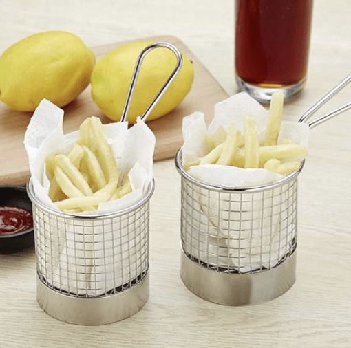 Stainless Steel Mini Round Snack Basket, Dessert Fries Chip Fruit Food Basket Fit for Home Kitchen and Restaurant - Image 2